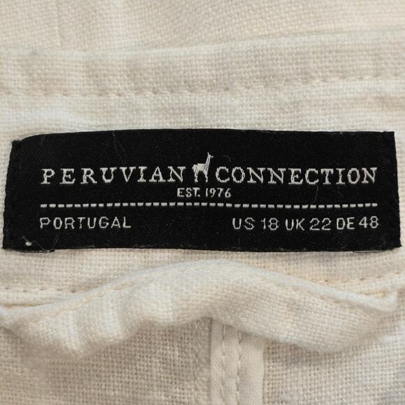 Peruvian Connection Reid White Slub Linen Button-Up Cropped Jacket, Size 18 - Picture 8 of 9